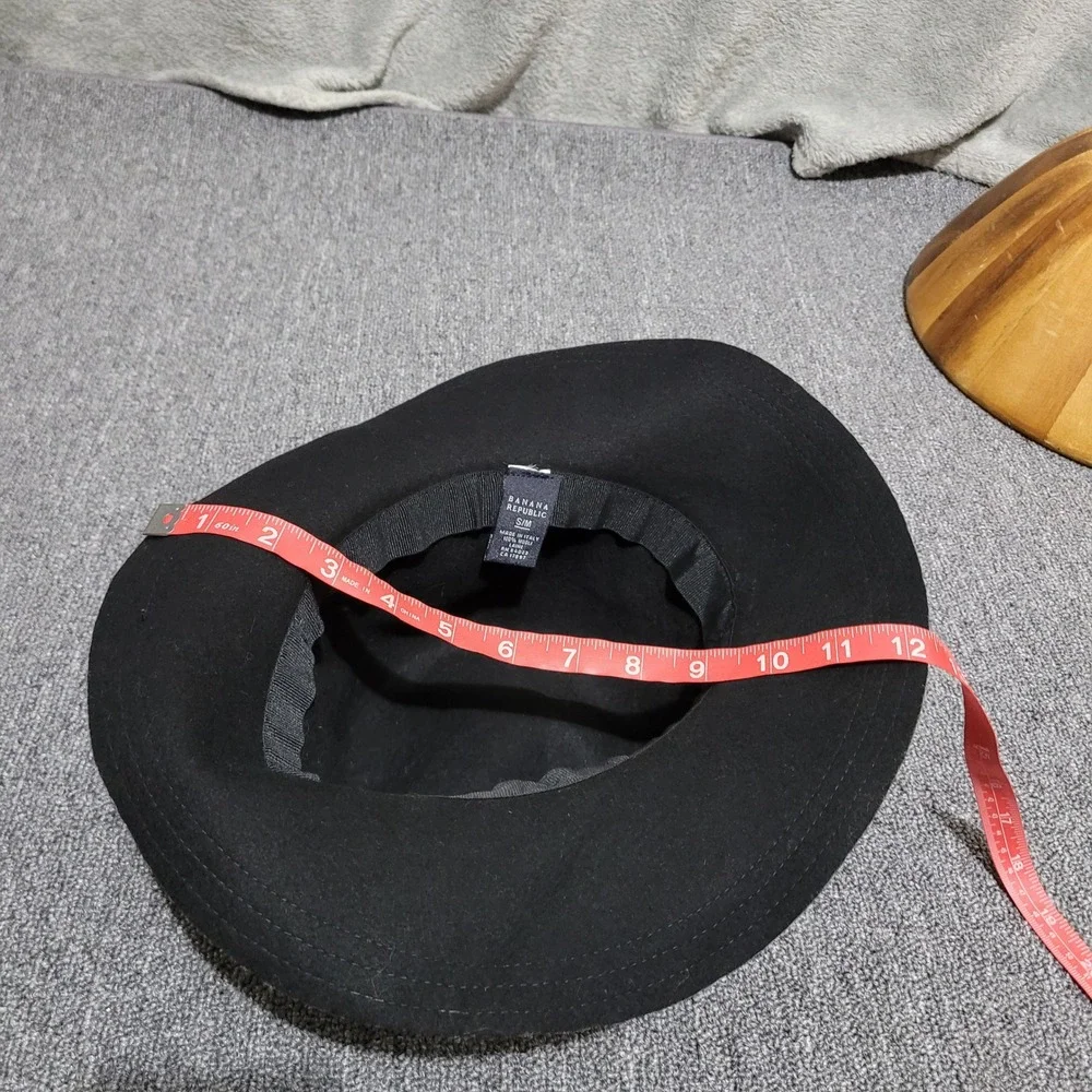 Vintage Y2K Banana Republic 100% wool black hat felted bow‎ detail goth chic